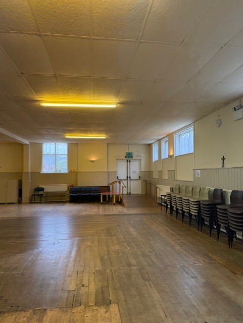 Another view of the hall, showing the open floor space
